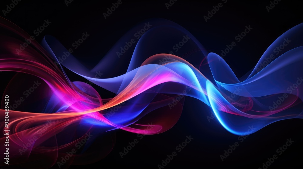 Abstract Swirling Neon Waves in Dark Background Abstract Swirling Neon Waves in Dark Background