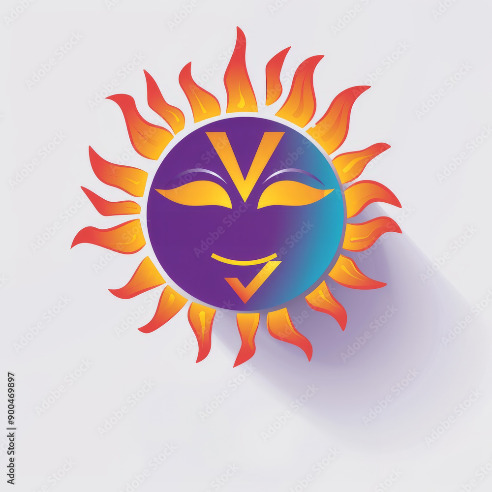 Vibrant Sun Emblem for Summer Festivals Vibrant Sun Emblem for Summer Festivals