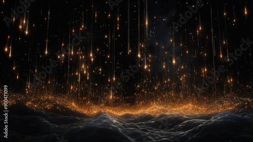 Glittering particles flowing in a dark space