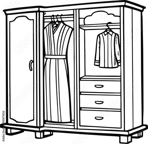 furniture and wardrobe silhouette vector art illustration