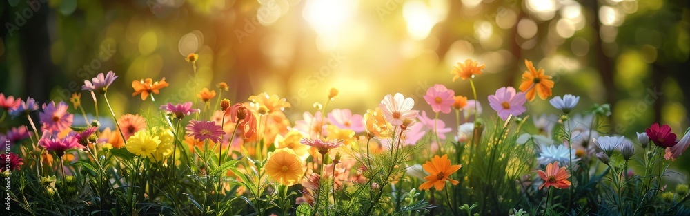 Tranquil Garden Oasis Bursting with Colorful Flowers Tranquil Garden Oasis Bursting with Colorful Flowers