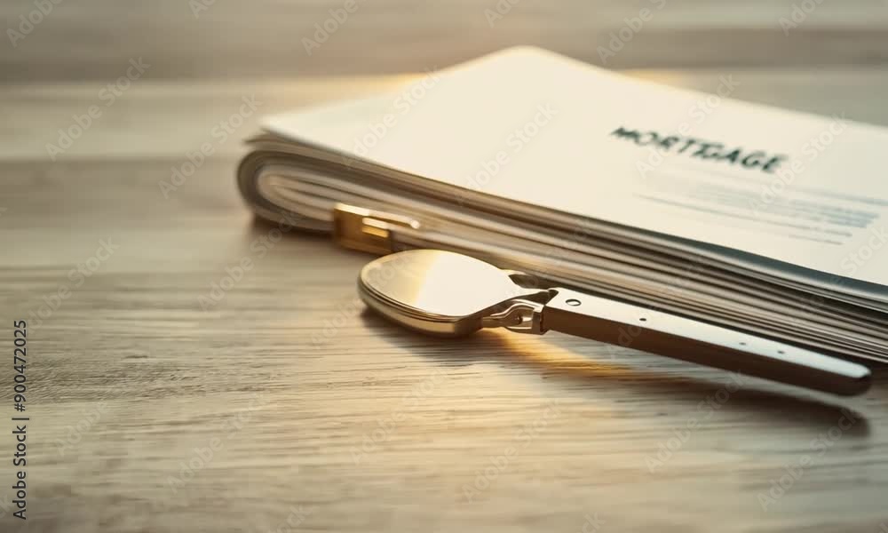 Mortgage Keys And Contract On Wooden Desk Mortgage Keys And Contract On Wooden Desk