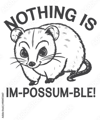 NOTHING IS IM-POSSUM-BLE!Funny Possum T-shirt, Sarcastic Sayings Shirt, Vintage 90s Gag Shirt, Funny Rat, Possum meme shirt, Possum quote, Possum saying
