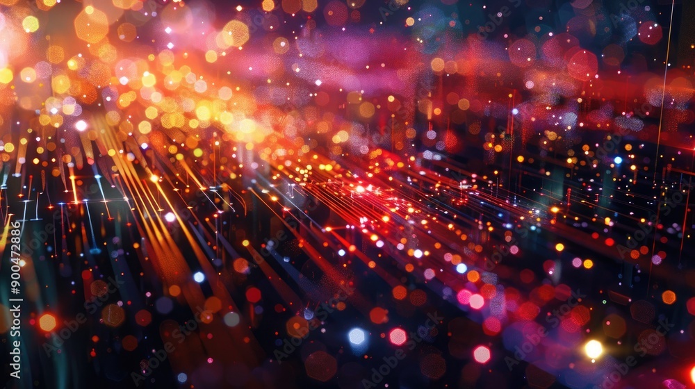 Fototapeta premium Glittering tech particles with a futuristic background