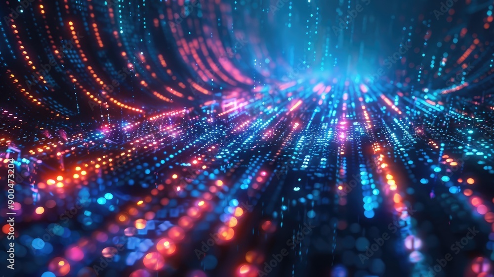 Fototapeta premium Glowing data streams in a digital matrix