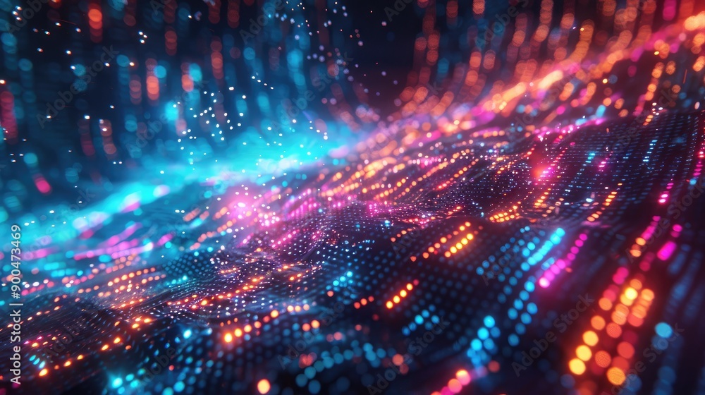 Obraz premium Glowing data streams in a digital matrix
