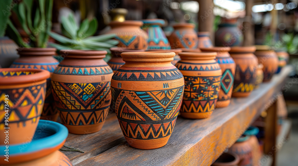 Handcrafted Pottery: A detailed shot of handcrafted pottery with intricate designs and earthy tones. The image showcases the skill and artistry involved in pottery making. Handcrafted Pottery: A detailed shot of handcrafted pottery with intricate designs and earthy tones. The image showcases the skill and artistry involved in pottery making.