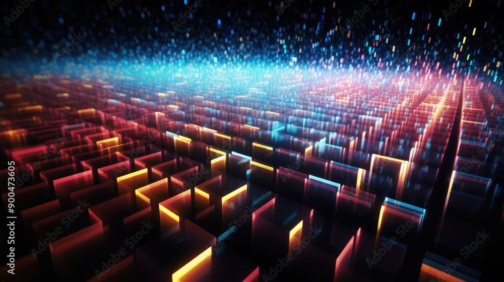 Glowing data streams in a digital matrix Glowing data streams in a digital matrix