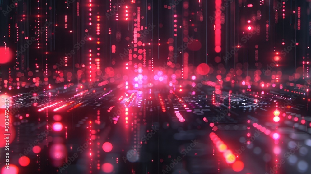 Obraz premium Glowing data streams in a digital matrix