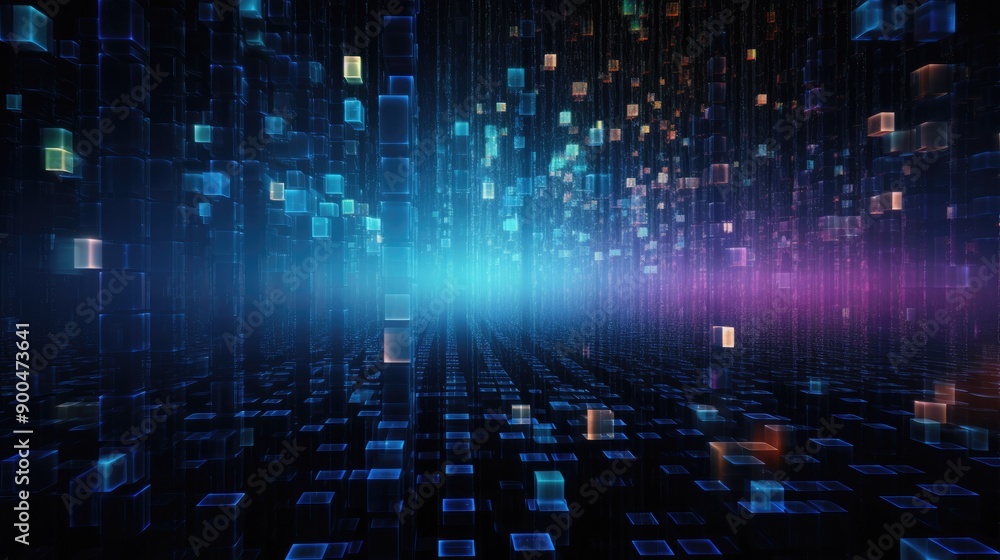 Glowing data streams in a digital matrix Glowing data streams in a digital matrix