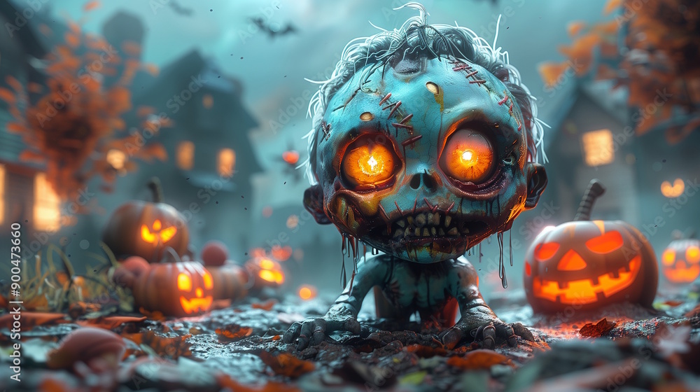 Creepy Zombie Child Crawling on Halloween - Spooky Urban Legend Concept Creepy Zombie Child Crawling on Halloween - Spooky Urban Legend Concept