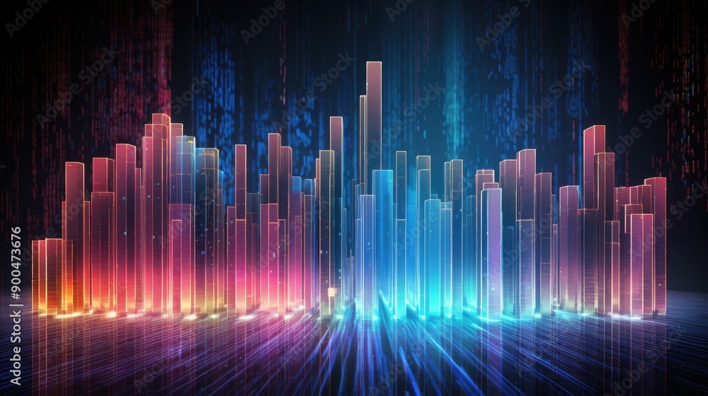 Glowing data streams in a digital matrix Glowing data streams in a digital matrix