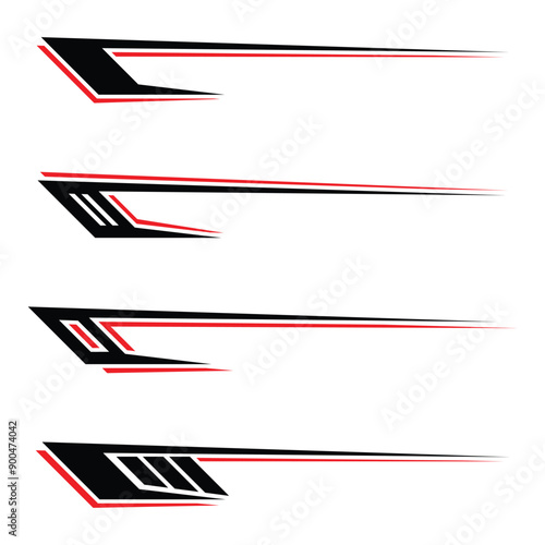 Set of abstract geometric stripes vehicle wrap decals