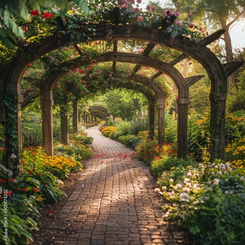 Tranquil Garden Oasis Bursting with Colorful Flowers