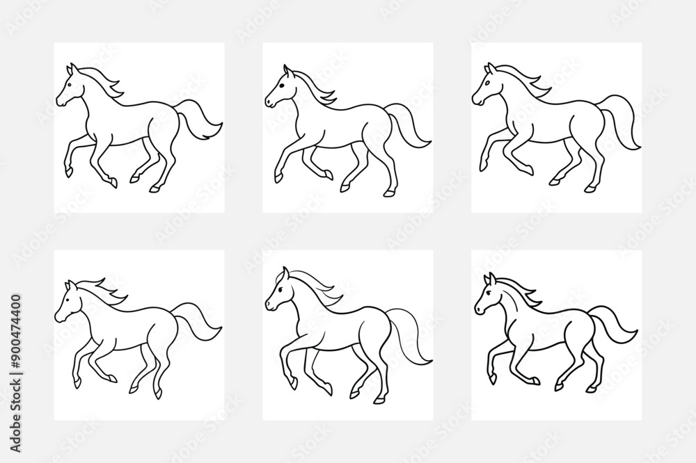 Galloping horse line art illustration set ideas
Galloping horse line art illustration set ideas