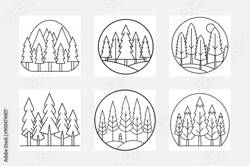 Forest Line Art Illustration Set for Inspiration
