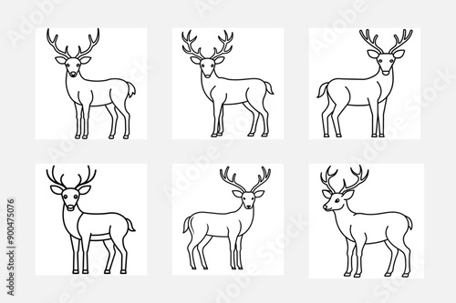 Modern Deer Line Art Illustration
