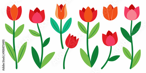 Beautiful Tulip on White Background: Floral Elements for Elegant Wedding Invitations