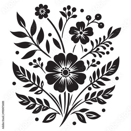 Floral Flower Vector illustration, Floral Vector Silhouette, is a Floral Black and white.