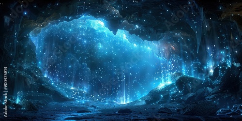 Wallpaper Mural Ethereal Celestial Landscape - Glimmering Cosmic Cavern in the Night Sky Torontodigital.ca