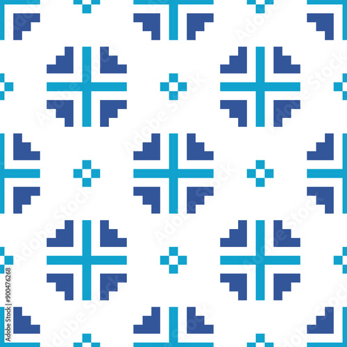 Cross Stitch embroidery seamless.Geometric pixel ethnic patterns. American, Mexican,African, mediterranean, nordic,Aztec style.Beautiful folk art background design for products, fabric,print decorate