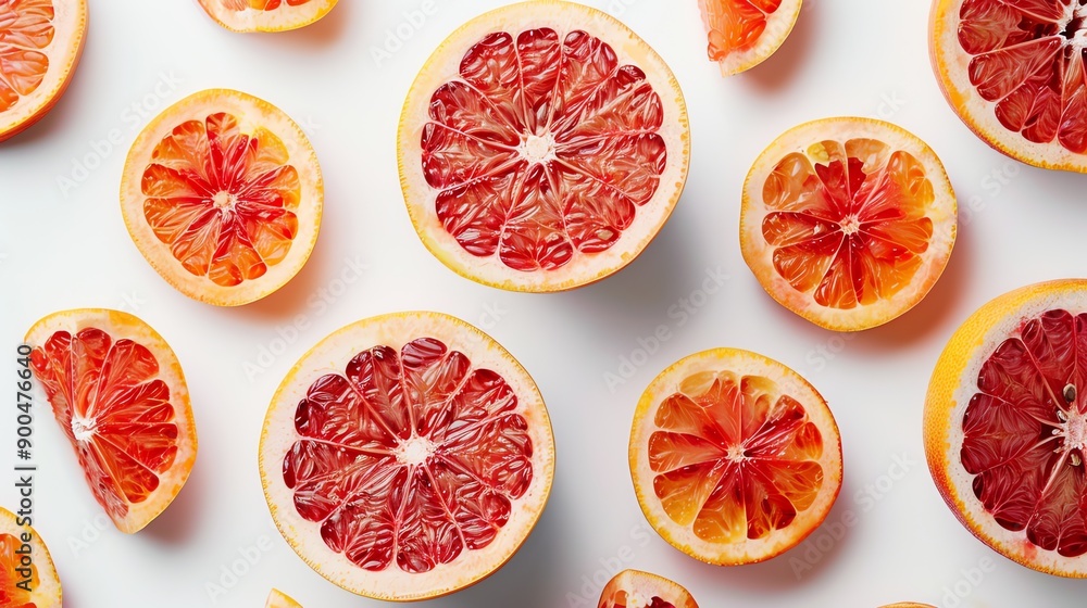 Top view of fresh and juicy blood oranges. Isolated on white background. Top view of fresh and juicy blood oranges. Isolated on white background.