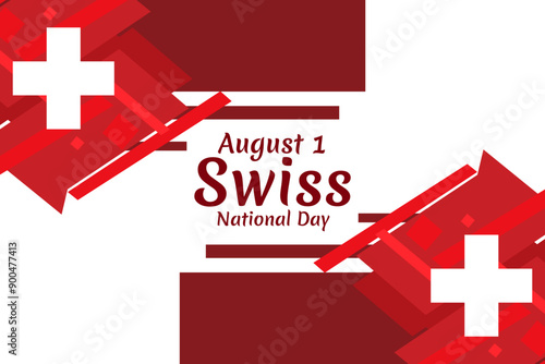 August 1, Swiss national day vector illustration. Suitable for greeting card, poster and banner.