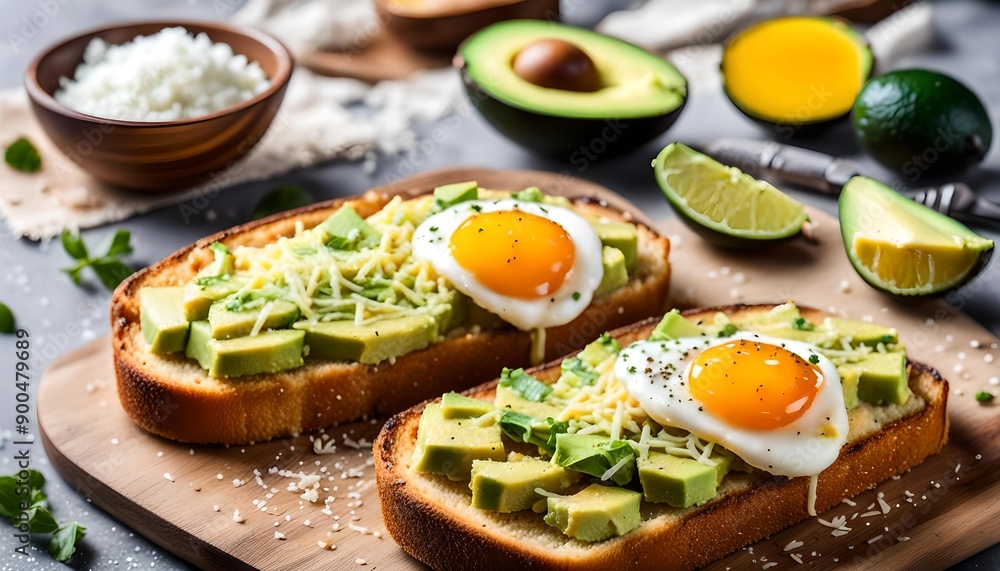Homemade Trendy Grated Egg Toast with Avocado and Salt
Homemade Trendy Grated Egg Toast with Avocado and Salt