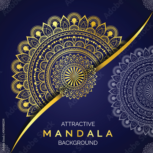 Luxury ornamental design with attractive golden mandala background
