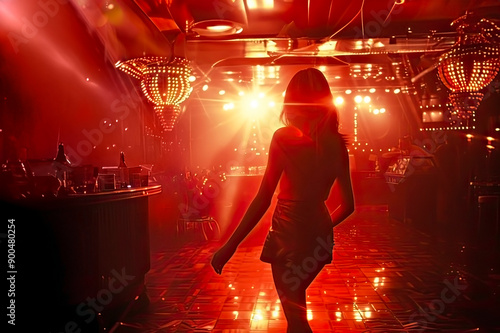 Sexy dancer in a nightclub or strip bar. Young sexy girl in strip club luring visitors to the lap dance. striptease