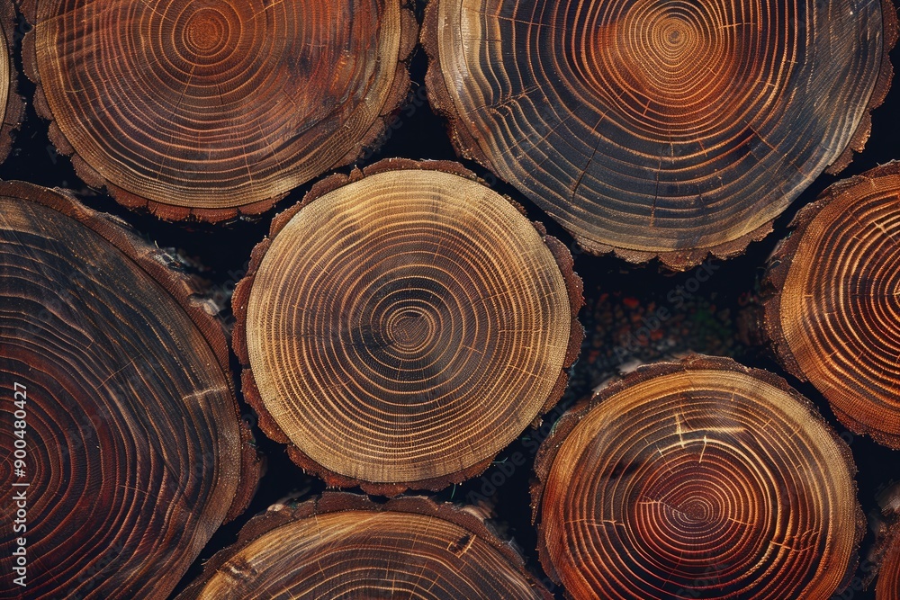 Close-up view of timber tree rings, generative ai Close-up view of timber tree rings, generative ai