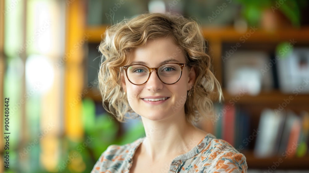 A teacher smiles warmly while interacting with students in a vibrant classroom A teacher smiles warmly while interacting with students in a vibrant classroom