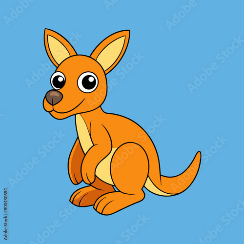 Fun kangaroo vector illustration in cartoon, clipart, and line art style. 
