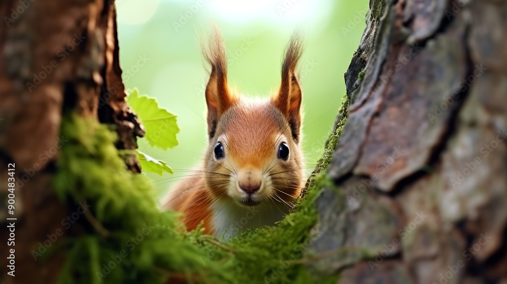 A beautiful squirrel on a tree. Generated Ai A beautiful squirrel on a tree. Generated Ai