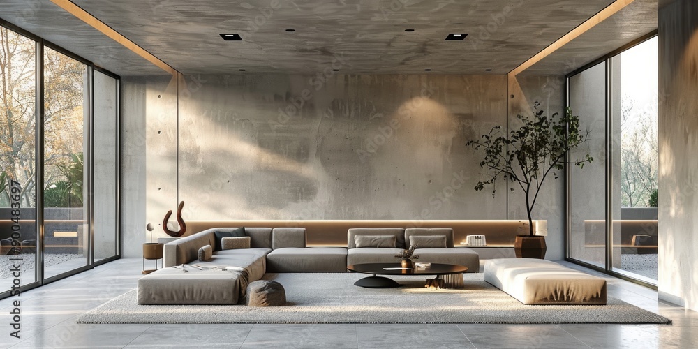 Modern Minimalist Living Room with Clean Lines and Neutral Colors, showcasing Contemporary Home Decor Modern Minimalist Living Room with Clean Lines and Neutral Colors, showcasing Contemporary Home Decor