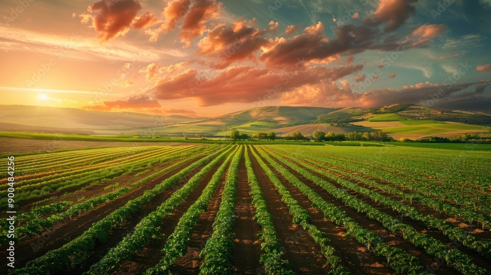 Sunset Over a Farm Field Sunset Over a Farm Field