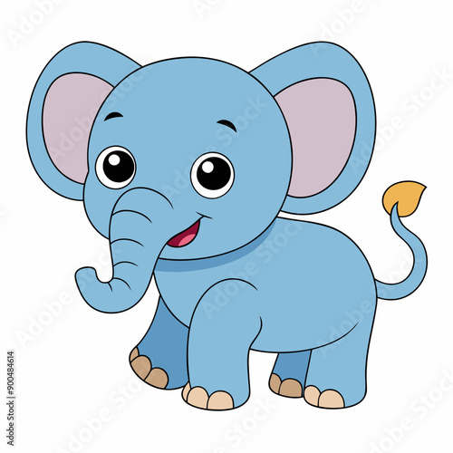 Cartoon elephant vector art illustration. Perfect for children's books, nursery décor, and cute designs. © bizboxdesigner