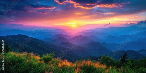 Breathtaking Sunset Over the Majestic Blue Ridge Mountains