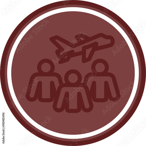 Group Travel Vector Line Double Circle Maroon