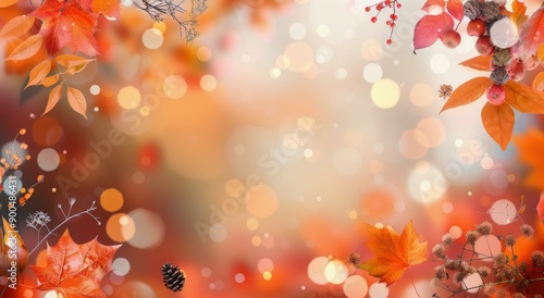 Autumn Maple Leaves With Bokeh