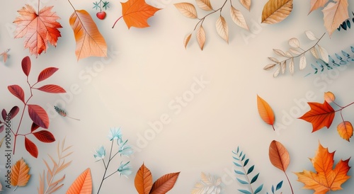 Autumn Leaves on White Background