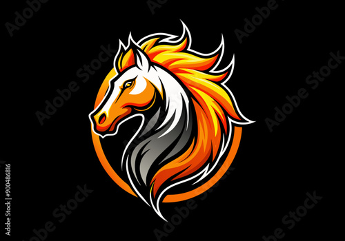 Wallpaper Mural animal, black, defense, design, elegance, elegant, face, graphic, guard, head, horse, horse logo, icon, illustration, logo, luxurious, luxury, mascot, protect, secure, security, shield, stallion, Torontodigital.ca