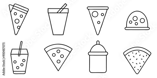 Different Styles of Pizza Slices and Refreshing Soft Drinks: Ideal for Meals and Parties