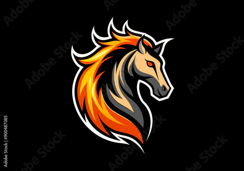 Wallpaper Mural animal, black, defense, design, elegance, elegant, face, graphic, guard, head, horse, horse logo, icon, illustration, logo, luxurious, luxury, mascot, protect, secure, security, shield, stallion, Torontodigital.ca