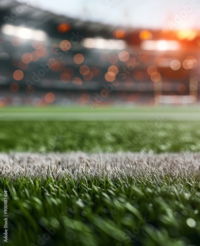 Football on Grass Field With Blurry Lights
