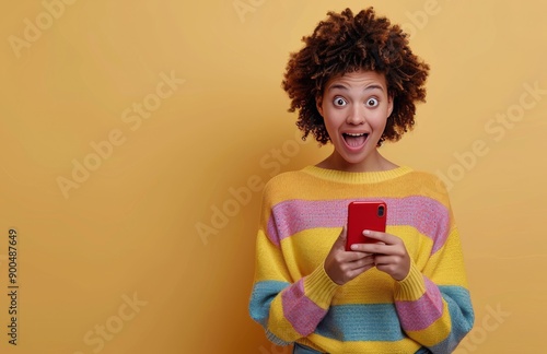 Excited Woman Looking At Phone