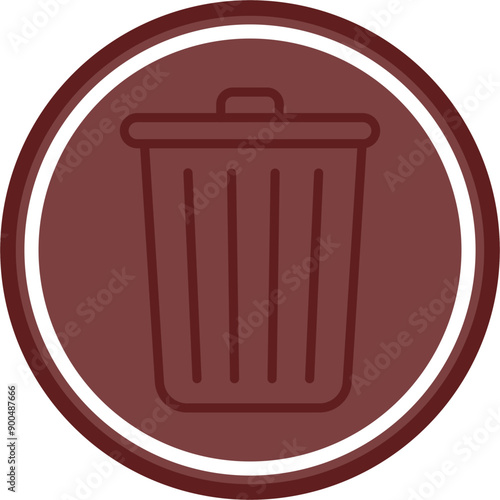 Delete Vector Line Double Circle Maroon