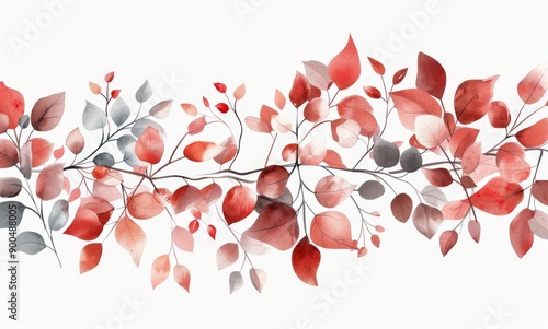 Watercolor Autumn Leaves Branch