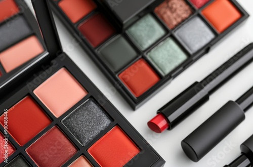 Red And Black Eyeshadow Palettes And Lipsticks