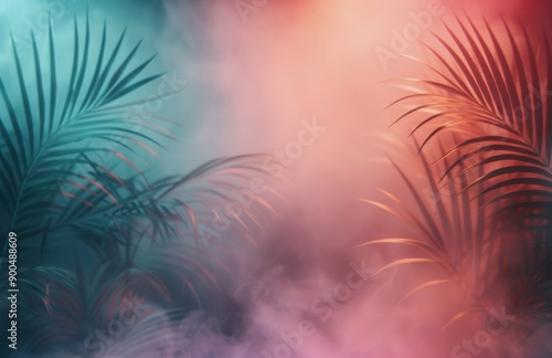 Neon Palm Leaves in Smoke